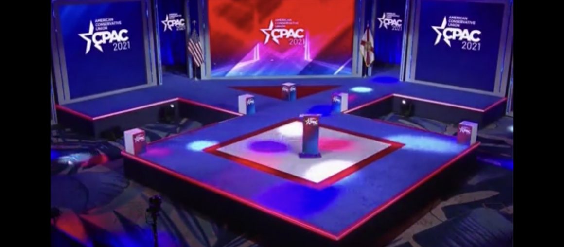 CPAC 2021 Stage Shaped Like Nazi Symbol