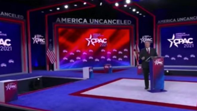 'I can’t say I’m even surprised anymore': People point out the CPAC stage looks like a Nazi symbol