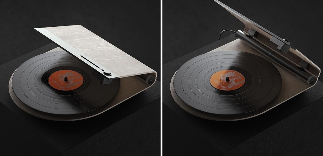The sleek, geometric record player uses linear tracking for a fresh take on the classic turntable!