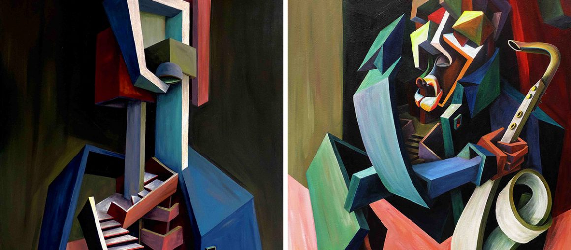 Architecture and Bold Geometry Fragment Cubist Portraits by Patrick Oberhi Akpojotor