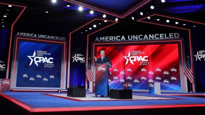 CPAC Organizer Lashes Out After People Criticize Stage Design For Looking Like Nazi SS Symbol