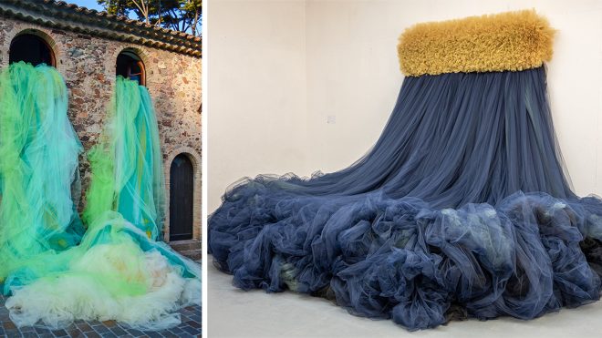 Swaths of Tulle Billow from Site-Specific Installations by Ana María Hernando